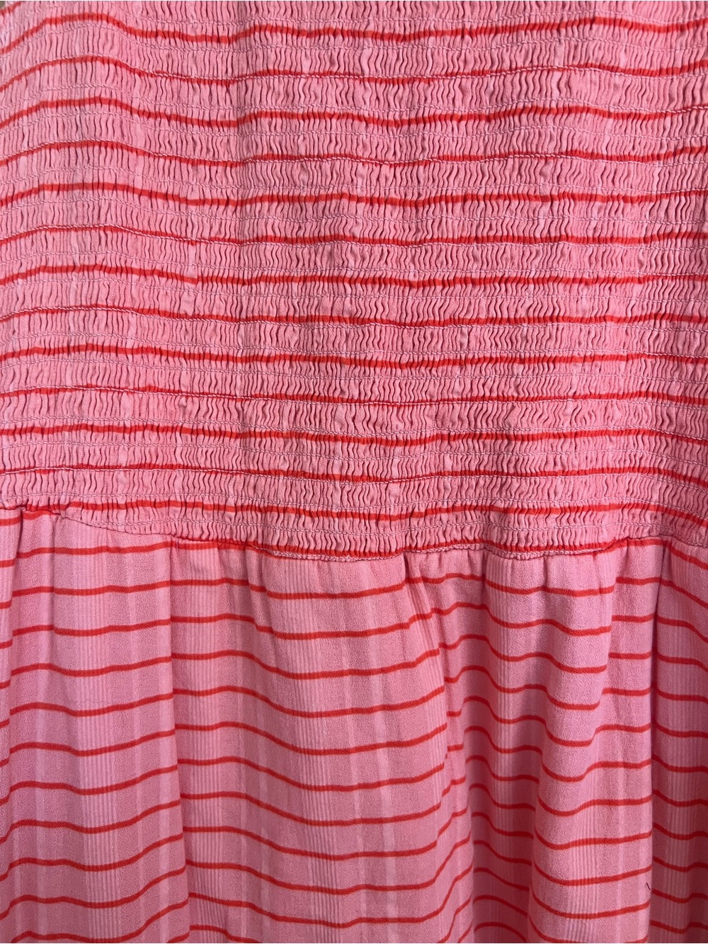 Carve Designs Indie Dress Coral Striped Smocked Midi Dress - Picture 5 of 7